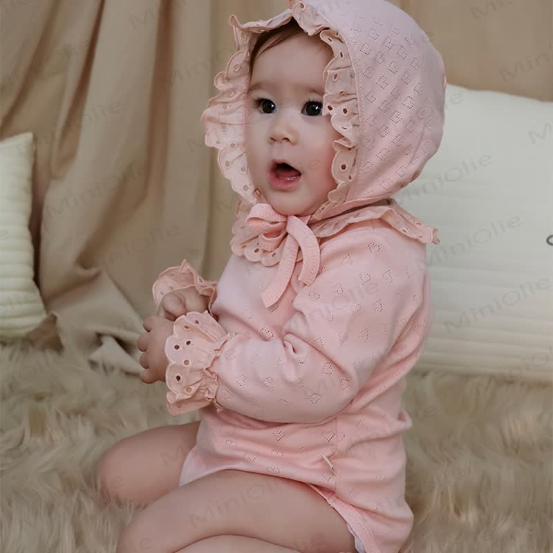 Baby Ruffle Collar Long Sleeve Solid Color Bodysuit - image 13