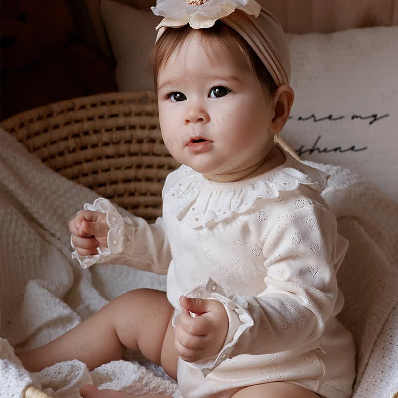 Baby Ruffle Collar Long Sleeve Solid Color Bodysuit - image 7