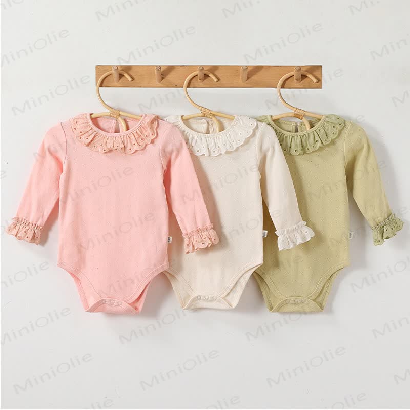Baby Ruffle Collar Long Sleeve Solid Color Bodysuit - image 1