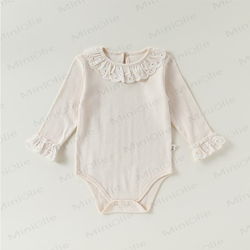 Baby Ruffle Collar Long Sleeve Solid Color Bodysuit - image 4