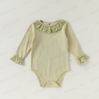 Baby Ruffle Collar Long Sleeve Solid Color Bodysuit - image 2