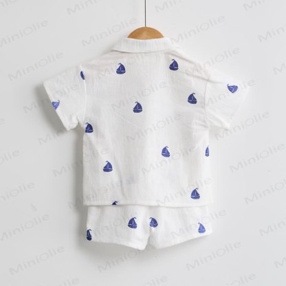 Toddler Boys White Sailing Boat Shirt and Shorts 2-piece Set - image 3