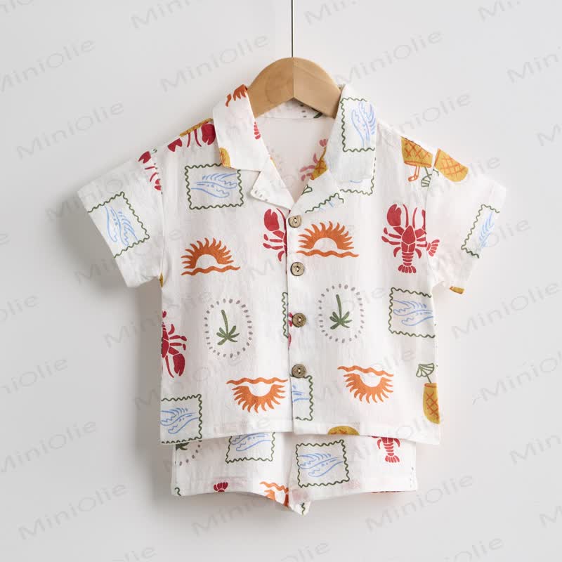 Toddler Boys White Lobster Shirt and Shorts 2-piece Set - image 2