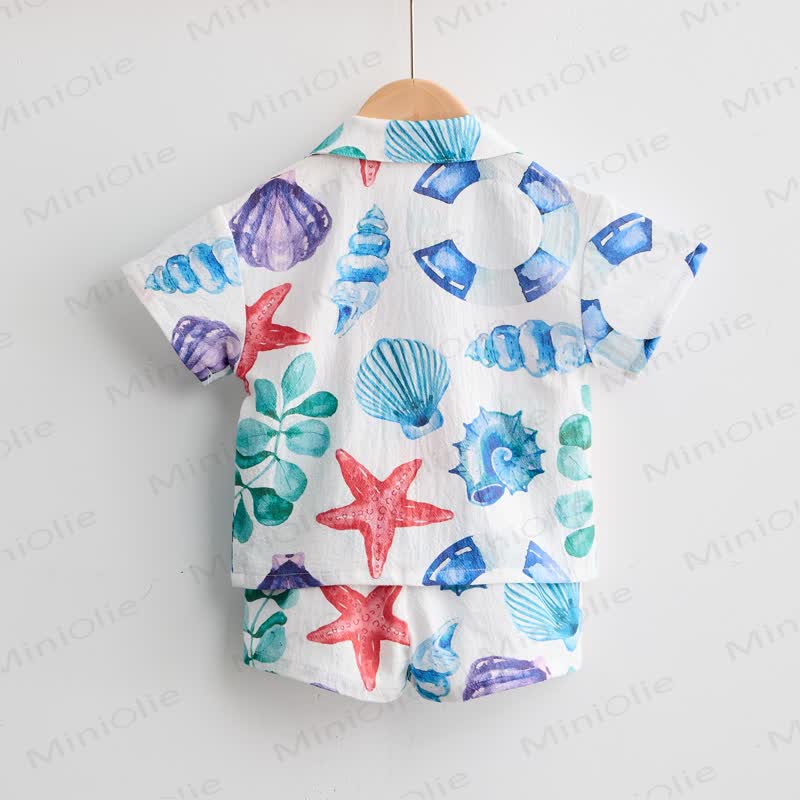 Toddler Boys White Shell&Starfish Shirt and Shorts 2-piece Set - image 3