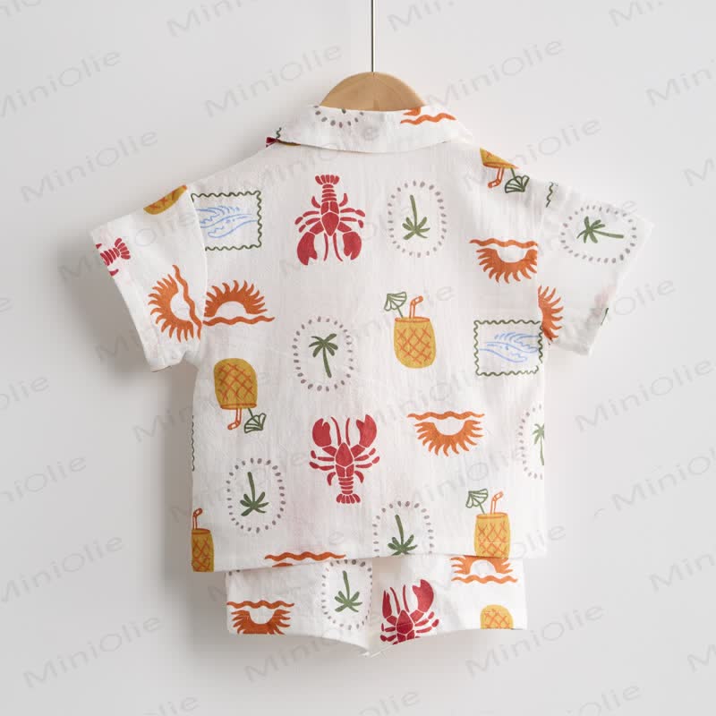 Toddler Boys White Lobster Shirt and Shorts 2-piece Set - image 3