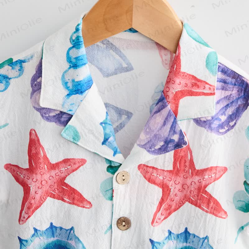 Toddler Boys White Shell&Starfish Shirt and Shorts 2-piece Set - image 4