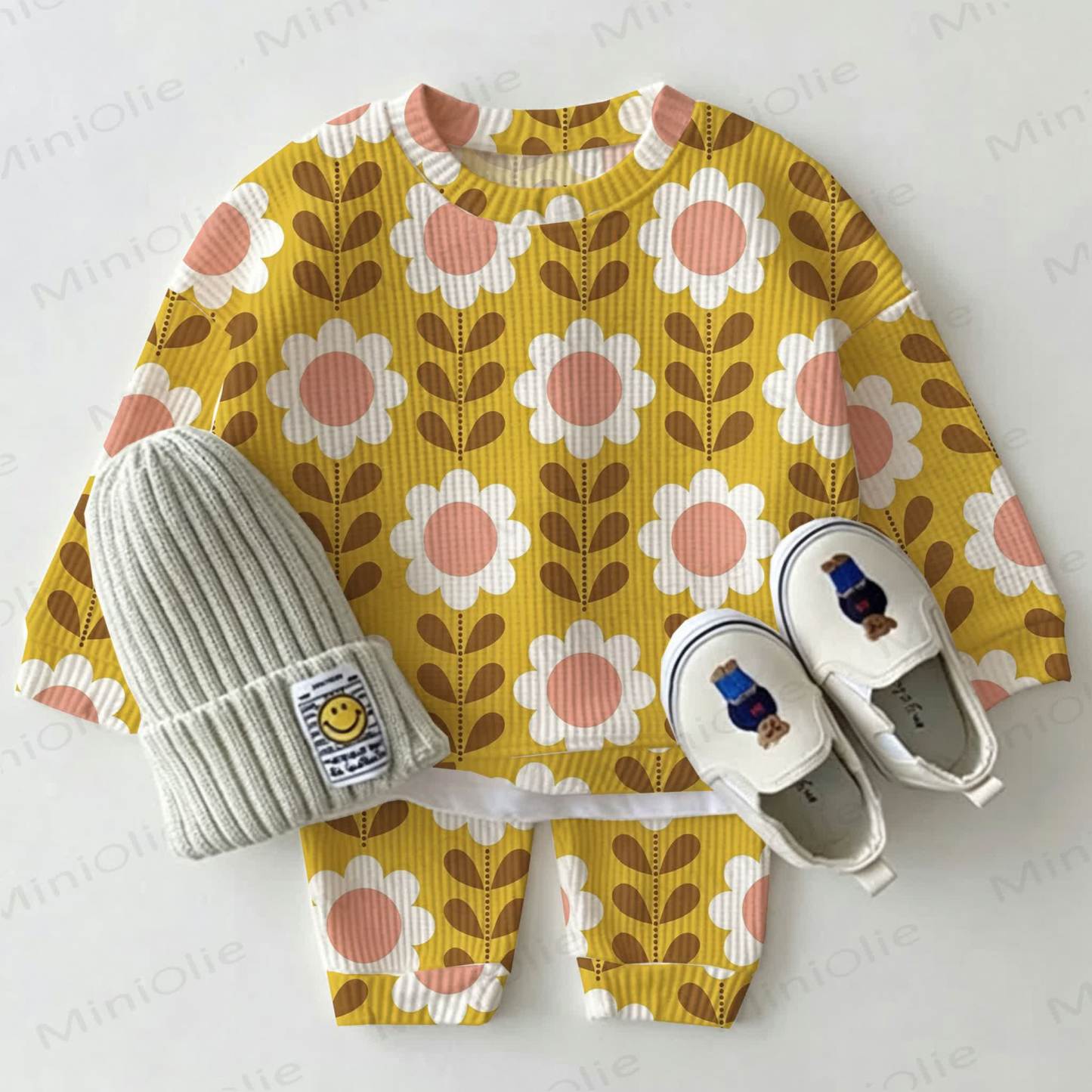 Baby Yellow Daisy Floral Print Waffle 2-piece Set - Yellow - 2-3T - image 1