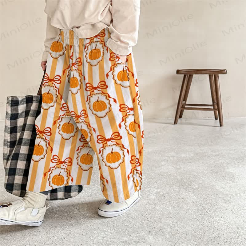 Baby Stripe Pumpkin Bow Print Pants - White - 2-3T - image 1