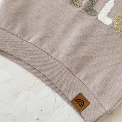 HELLO Baby Beige Sweatshirt and Striped Pants 2-piece Set - image 5