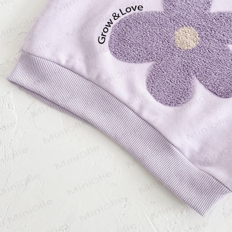 GROW & LOVE Baby Purple Flower Sweatshirt and Pants 2-piece Set - image 4