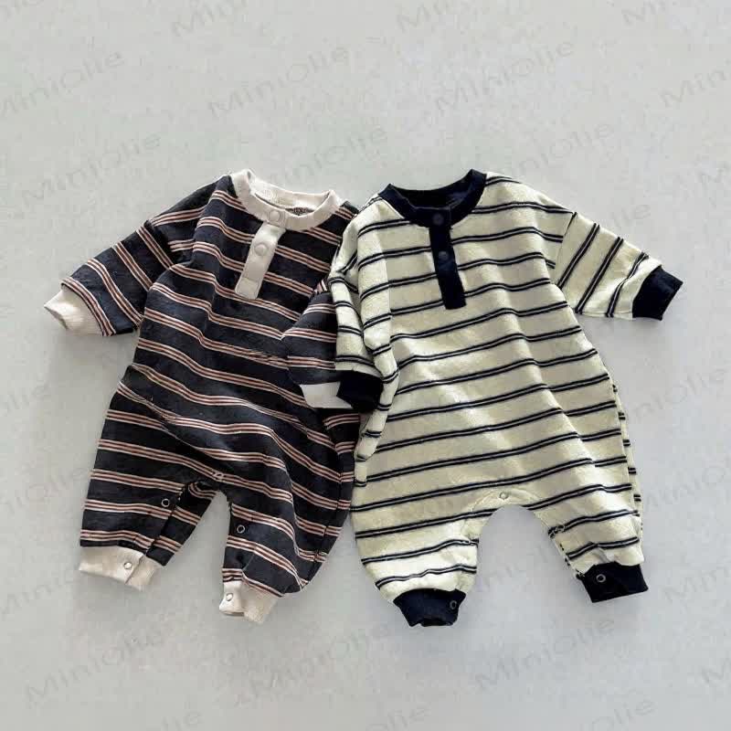 Baby Stripe Henley Romper - image 2
