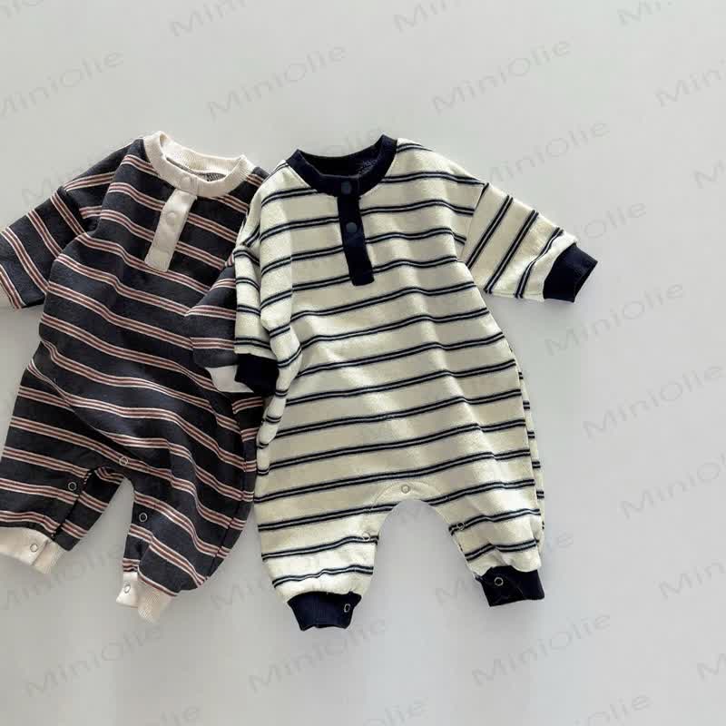 Baby Stripe Henley Romper - image 1
