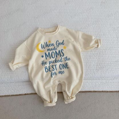 WHEN GOD MADE MOMS HE PICKED THE BEST ONE FOR ME Baby Beige Romper - Beige - 2-3T - image 1