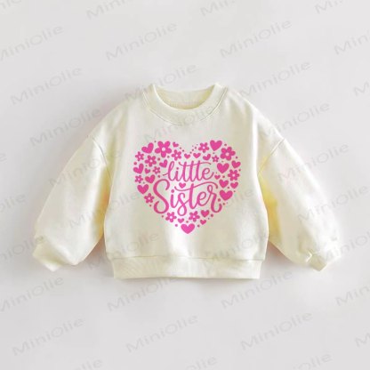 LITTLE SISTER Baby Toddler Heart Cream Sweatshirt - Cream - 3-5T - image 1