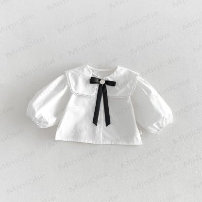 Toddler Baby Girl Solid Peter Pan Collar Bow Shirt & Bow Floral Sleeveless Dress - White - 130 - image 4