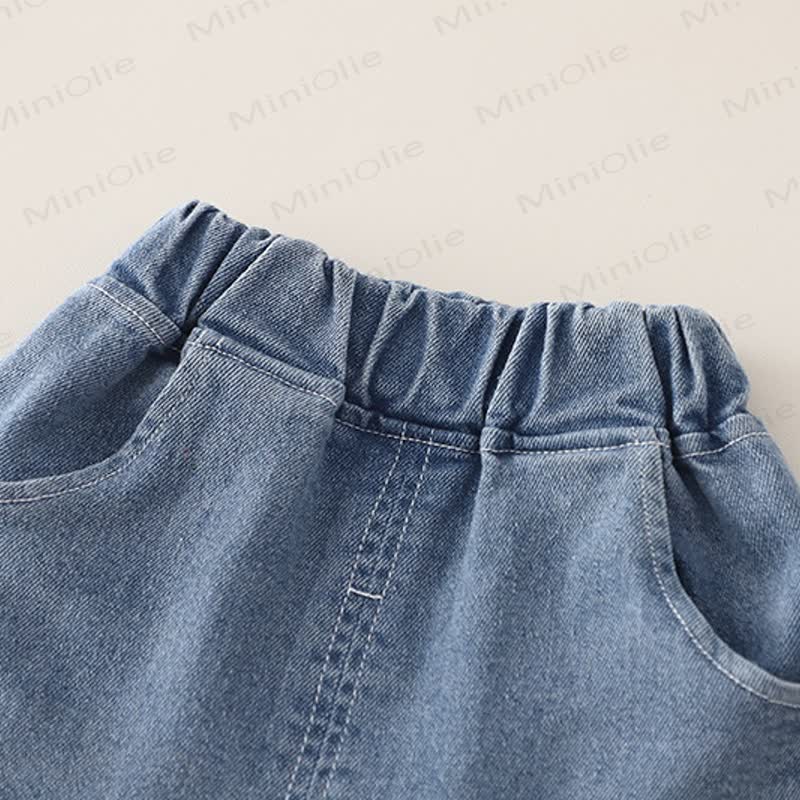 Toddler Girl Long Sleeve Floral Blouse and Denim Pants 2-piece Set - image 10