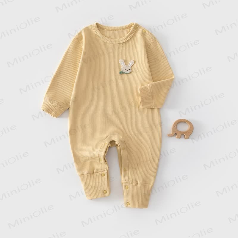 Baby Ribbed Animal Patch Romper - Yellow - 18-24M - image 3