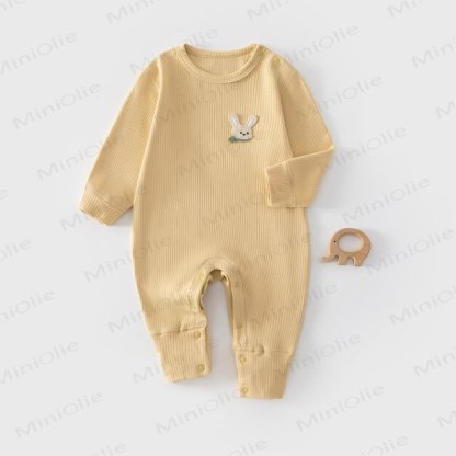 Baby Ribbed Animal Patch Romper - Yellow - 18-24M - image 3