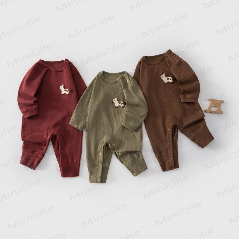 Baby Ribbed Animal Patch Romper - image 1