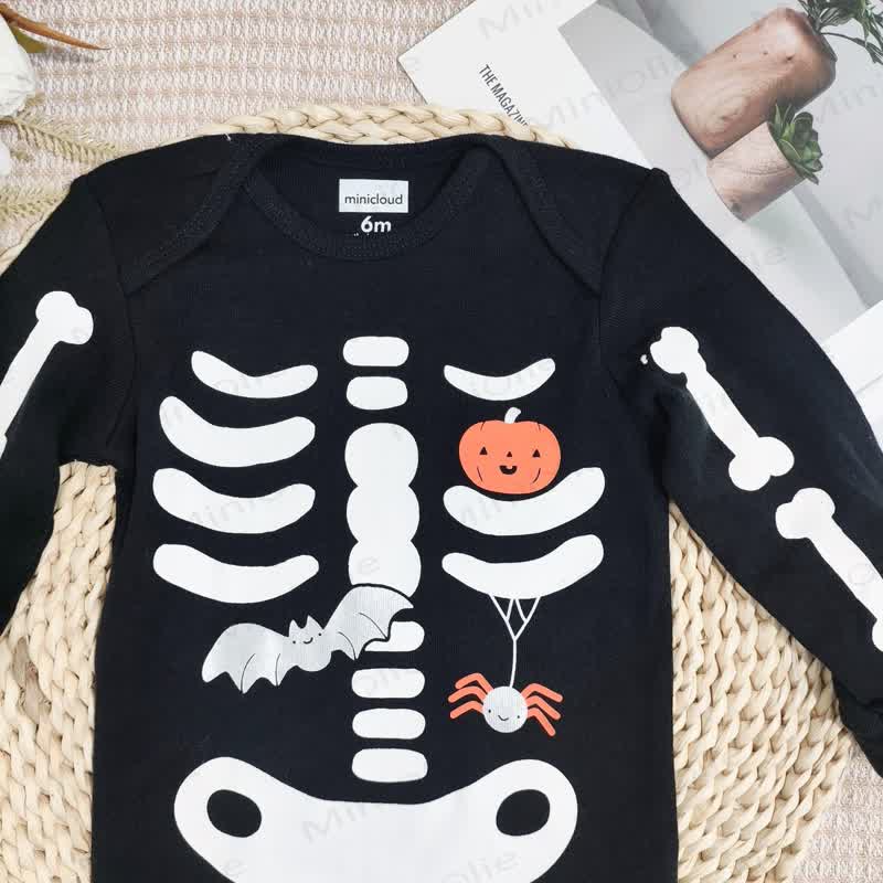 Baby Halloween Skeleton Print Long Sleeve Romper - image 4