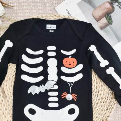Baby Halloween Skeleton Print Long Sleeve Romper - image 4