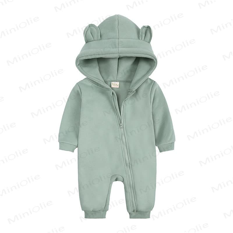 Baby Little Ears Hooded Zip Romper - Sage Green - 18-24M - image 5