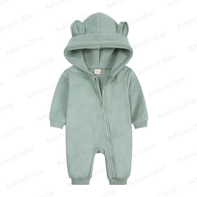 Baby Little Ears Hooded Zip Romper - Sage Green - 18-24M - image 5