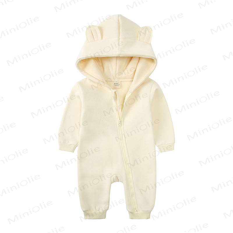 Baby Little Ears Hooded Zip Romper - Off‑White - 18-24M - image 9