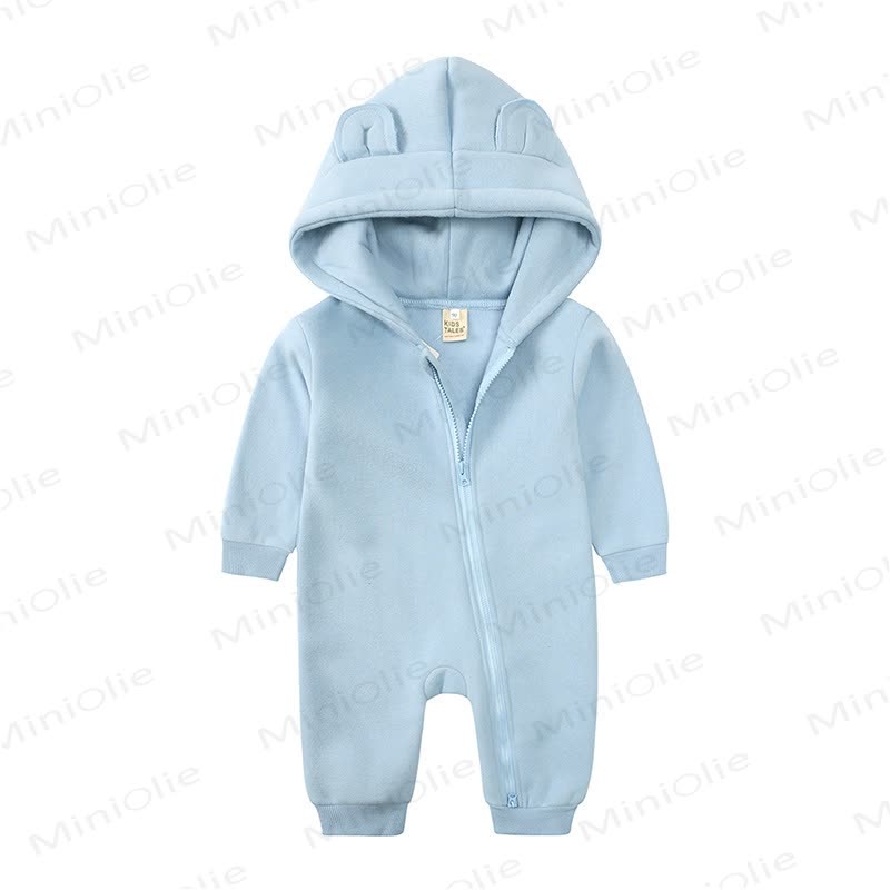 Baby Little Ears Hooded Zip Romper - Baby Blue - 18-24M - image 11