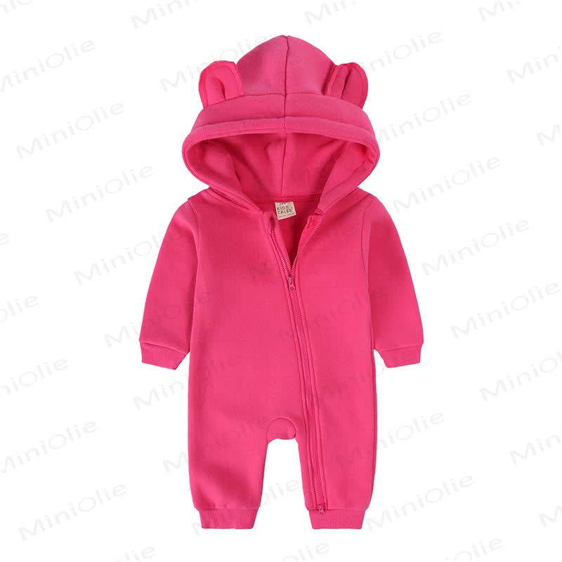 Baby Little Ears Hooded Zip Romper - Fuchsia Pink - 18-24M - image 13