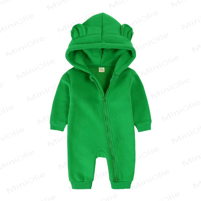 Baby Little Ears Hooded Zip Romper - Vivid Green - 18-24M - image 15
