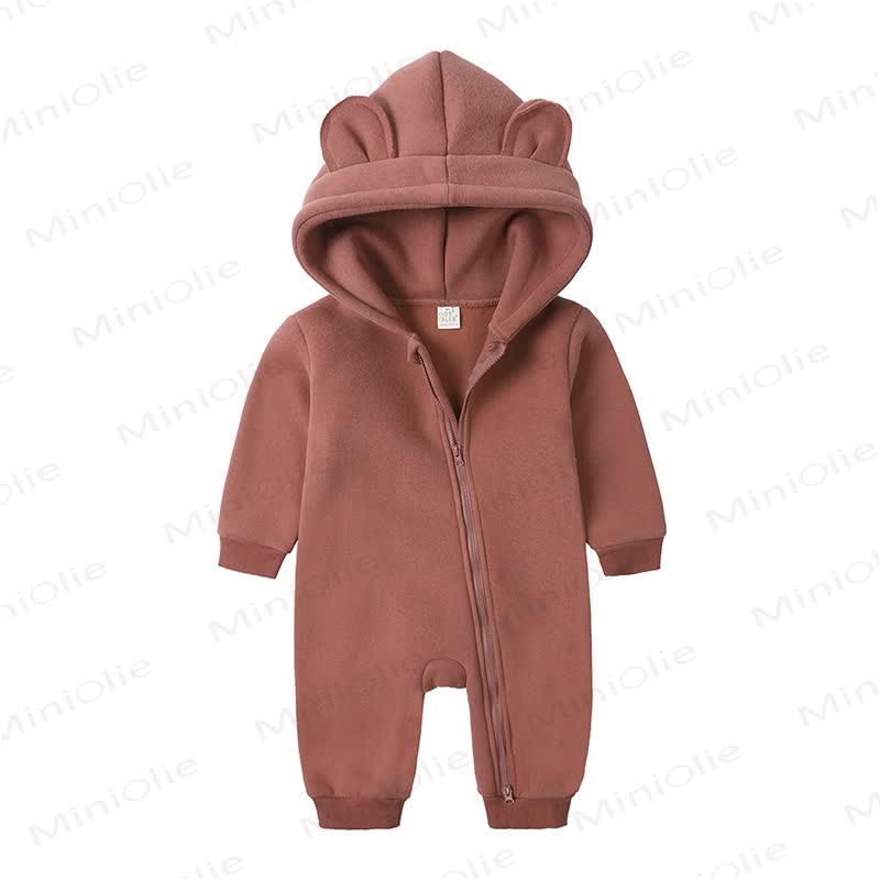 Baby Little Ears Hooded Zip Romper - Dusty Rose - 18-24M - image 18