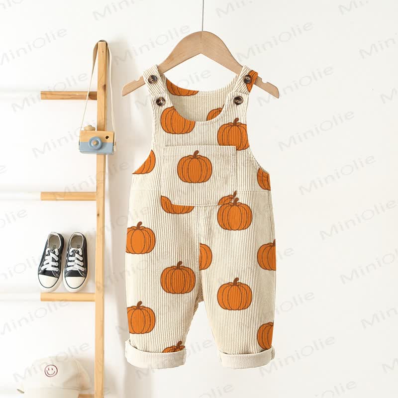 Baby Toddler Pumpkin Beige Corduroy Pocket Overalls - Beige - 5-7T - image 1