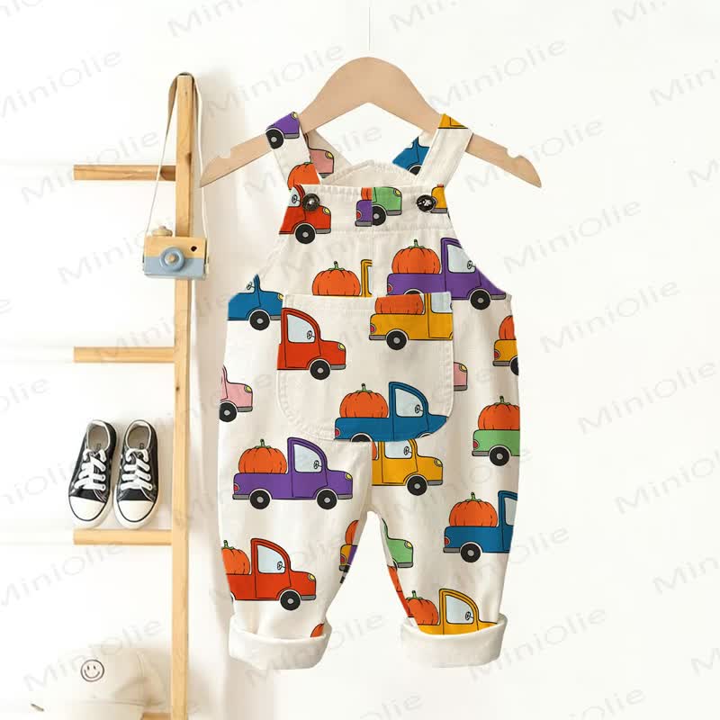 Baby Toddler Pumpkin Truck Beige Pocket Overalls - Beige - 3-5T - image 1