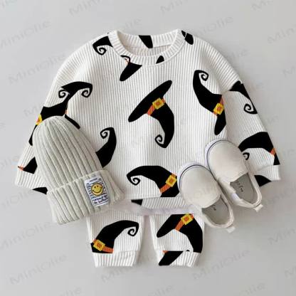 Baby White Halloween Hat Waffle 2-piece Set - White - 2-3T - image 1