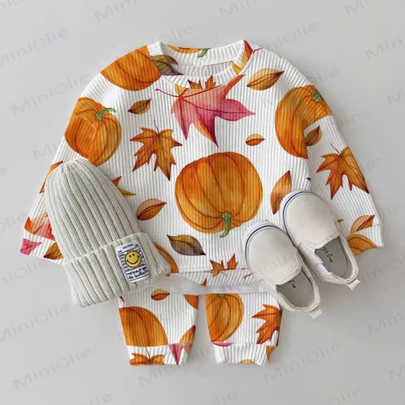Baby White Maple Pumpkin Waffle 2-piece Set - White - 2-3T - image 1