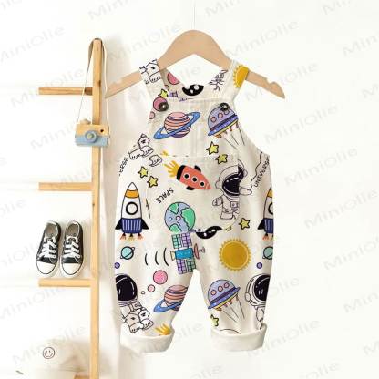 Baby Toddler Space Astronaut Planet Print Overalls - Beige - 3-5T - image 1