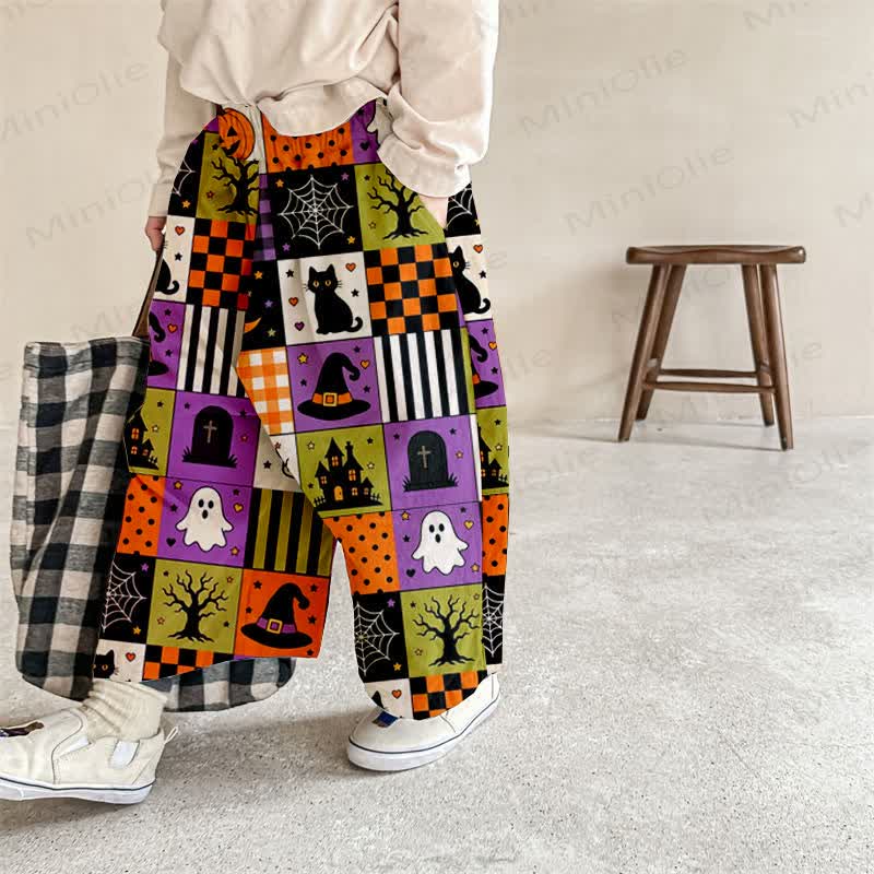 Baby Halloween Patchwork Print Pants - Black - 2-3T - image 1