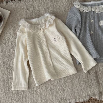 Baby Toddler Girl Ribbed Ruffle Collar Top and Flare Pants Set - image 6