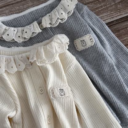 Baby Toddler Girl Ribbed Ruffle Collar Top and Flare Pants Set - image 8