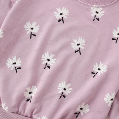 Toddler Girls Purple Daisy Print Sweatshirt and Pants Set - image 4