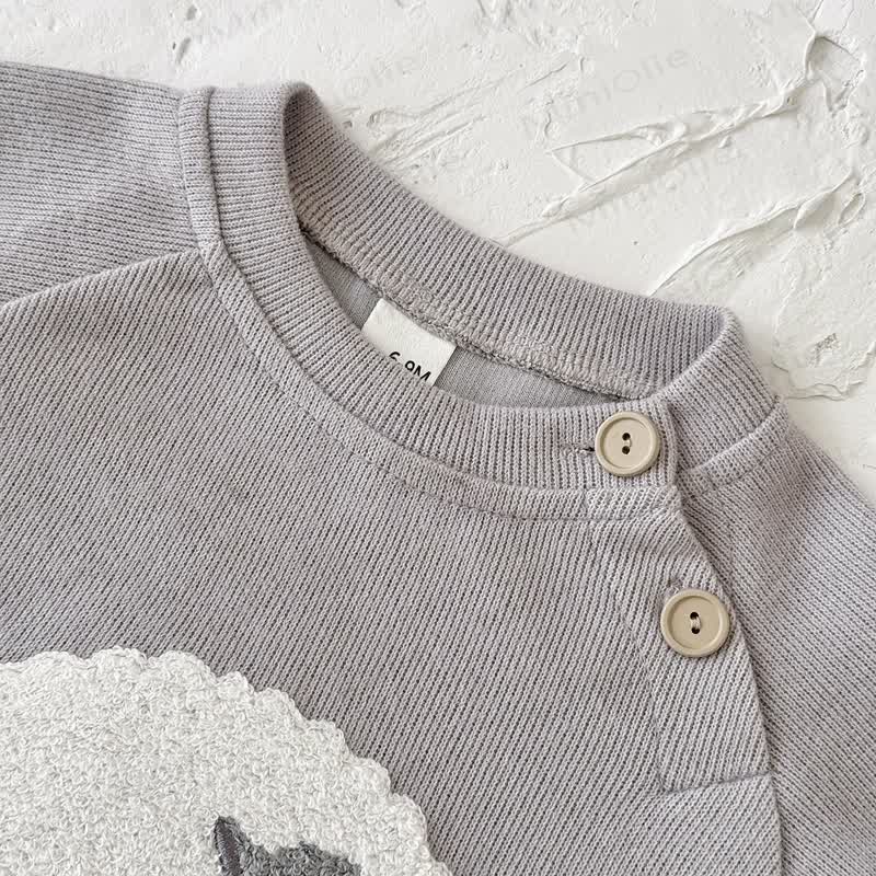 Baby Gray Lamb Raglan Top and Pants Set - image 4