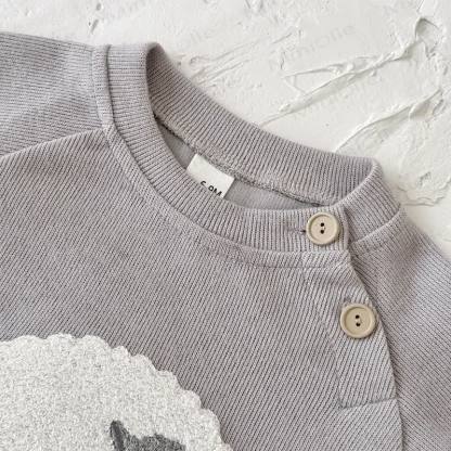 Baby Gray Lamb Raglan Top and Pants Set - image 4