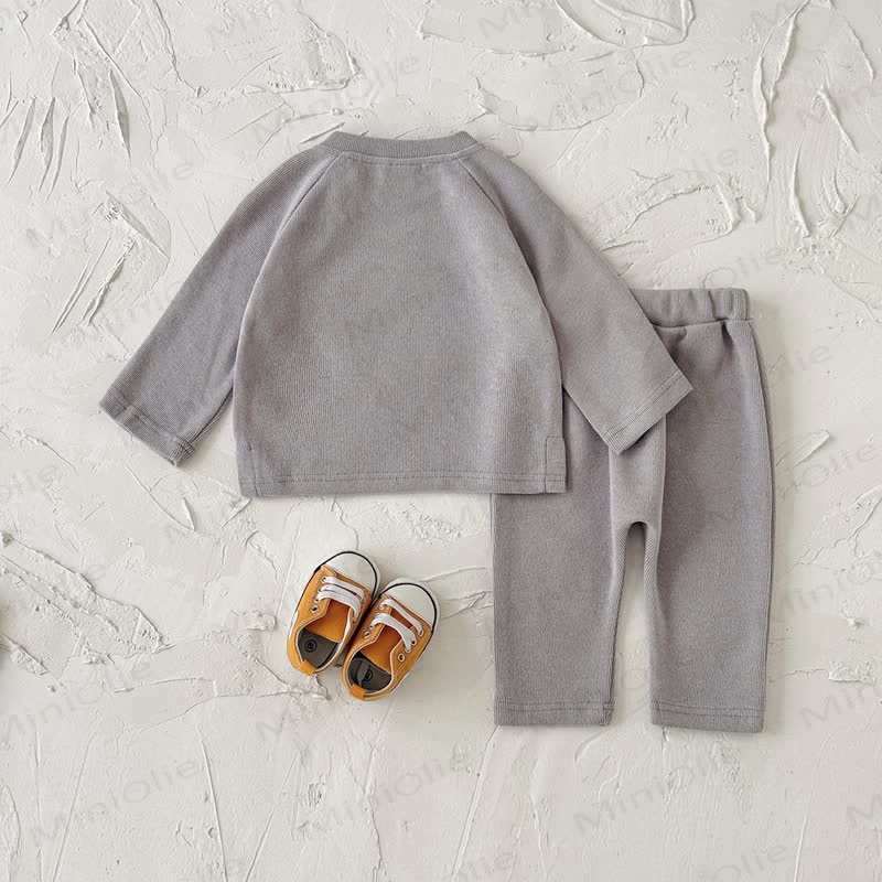 Baby Gray Lamb Raglan Top and Pants Set - image 3