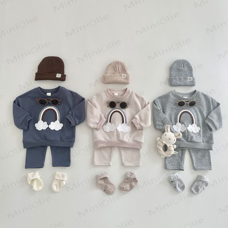 Baby Rainbow Cloud Applique Sweatshirt and Pants Set - image 6