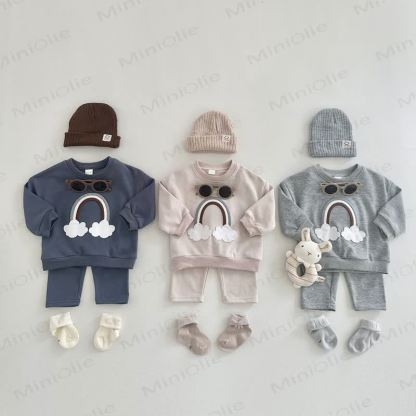Baby Rainbow Cloud Applique Sweatshirt and Pants Set - image 6