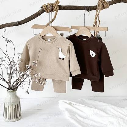 Baby Animal Patch Sweatshirt and Pants Set - image 1