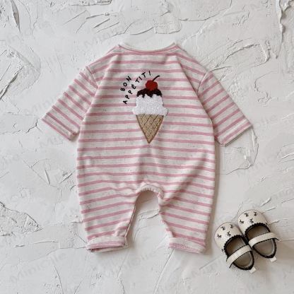Baby Stripe Food Applique Onesie - Pink - 12-18M - image 3
