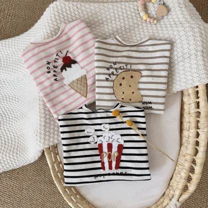 Baby Stripe Food Applique Onesie - image 1