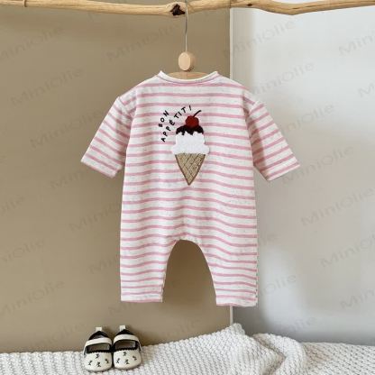 Baby Stripe Food Applique Onesie - image 4